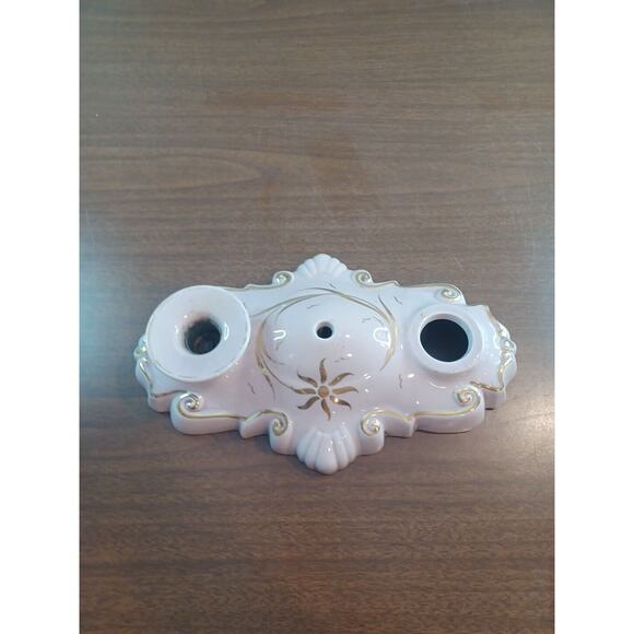 VINTAGE PORCELIER LIGHT fixture PINK SUNBURST GOLD GUILD 2 Bulb - Picture 10 of 10